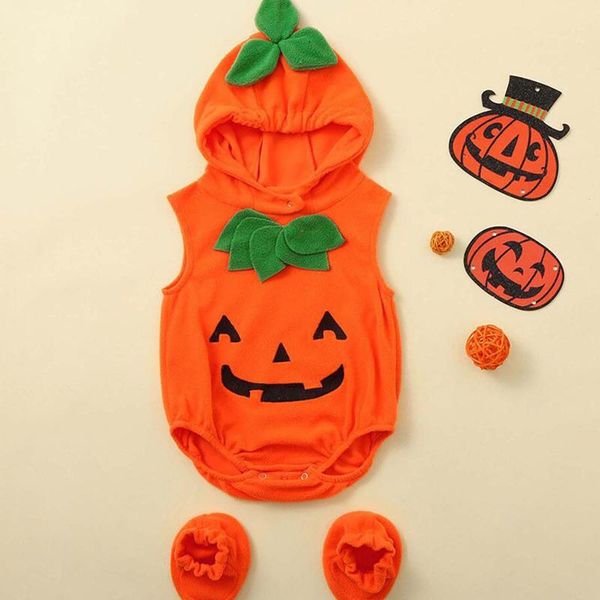 Pagliaccetti 3-24M Vestiti per neonati Baby Girl Boy Body Pagliaccetto di zucca di Halloween + Scarpe da interno Disfraz Bebes E1