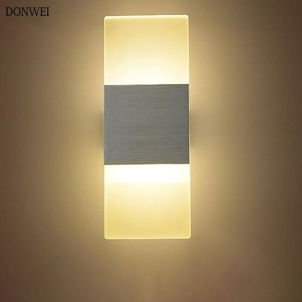 

wall lamps donwei 6w up and down double head cob led lamp indoor decoration simple style rectangle transparent acrylic light
