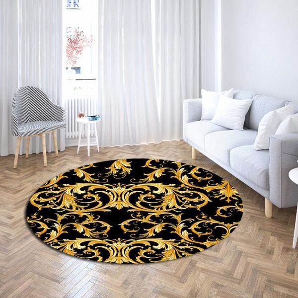 

carpets luxury bedroom decor round rugs golden chain vintage area table mat anti slip bathroom teens gift floor mats