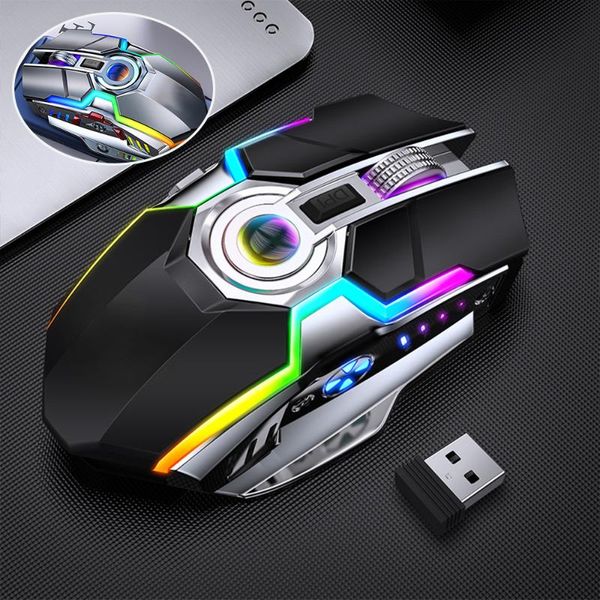 

wireless gaming mouse rechargeable silent ergonomic 7 keys rgb backlit 3500 dpi for lapcomputer pro gamer mice
