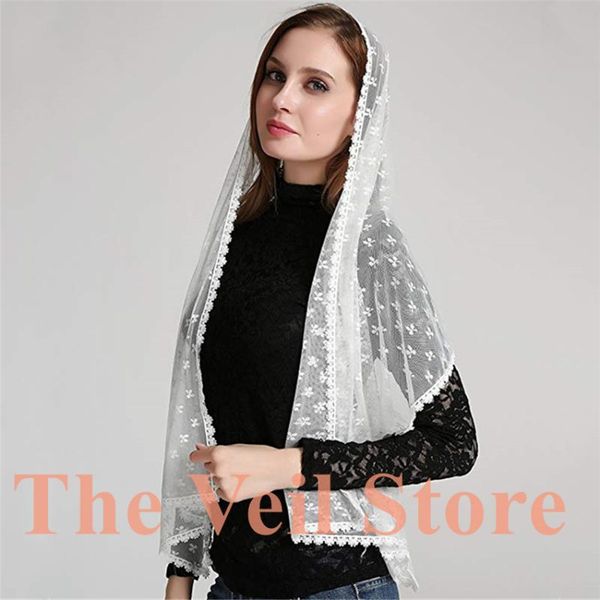 

bridal veils women rectangle mantilla for church catholic black white soft lace latin mass headcover scarves velo negra voile