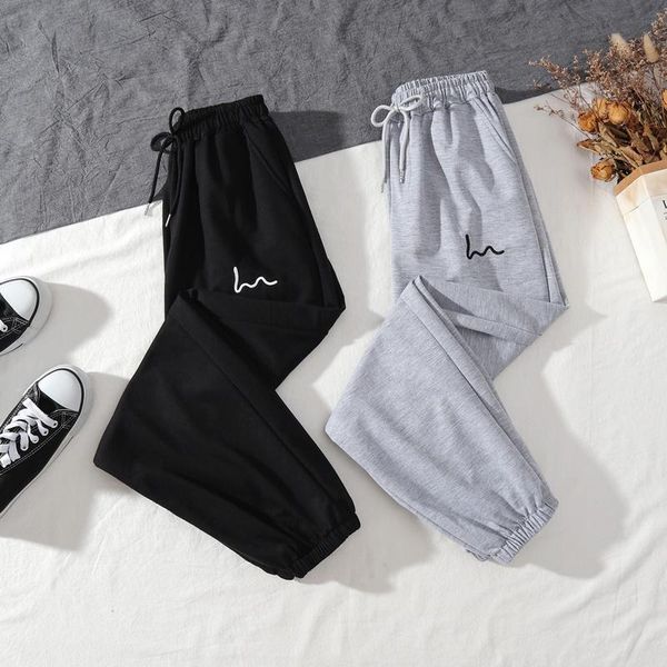 

women's pants & capris japanese harajuku wave embroidery wide leg autumn winter women hippie streetwear black gray sweatpants, Black;white