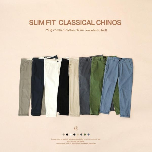 

men's pants 2021 autumn winter casual men cotton slim fit chinos fashion trousers male brand clothing plus size pant, Black