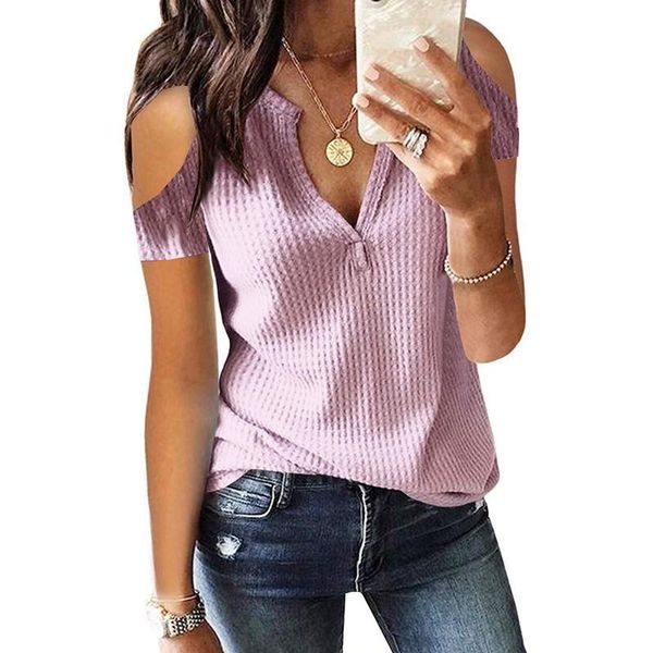 

women's blouses & shirts 2021 off shoulder short sleeve women and black white pink gray plus size casual solid tee blusas female