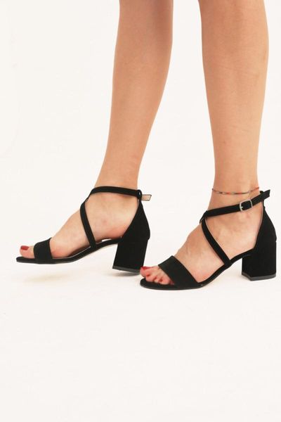 

cross wrist tied heels shoes sandals, Black