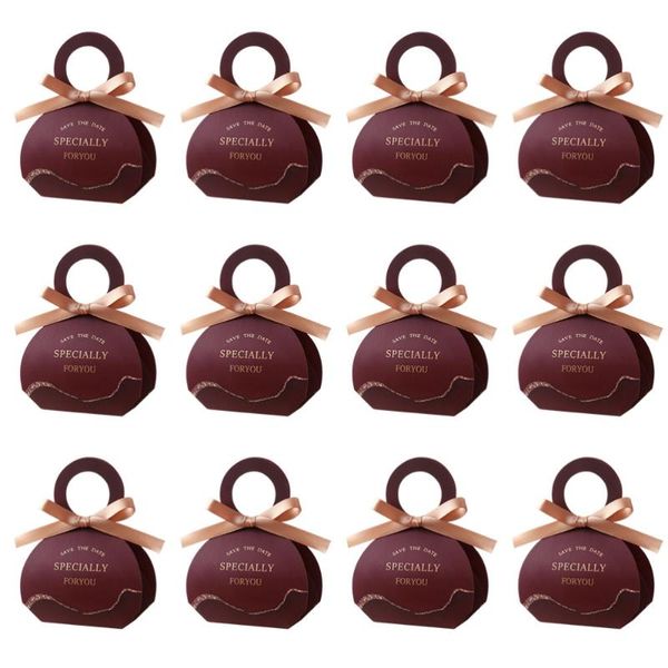 

gift wrap 20 pcs portable case paper storage handbag claret wedding party bag