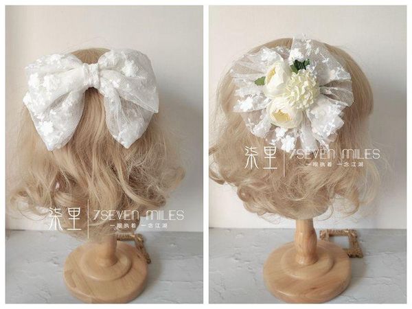 

other event & party supplies white hanayome series headpiece lolita net yarn bowknot hairpin flowers elegant side edge clip maiden hair