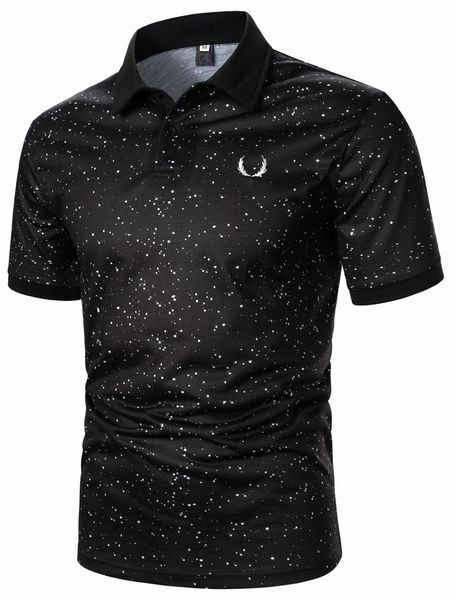 

men dalmatian print antler embroidered polo shirt a2jq#, White;black