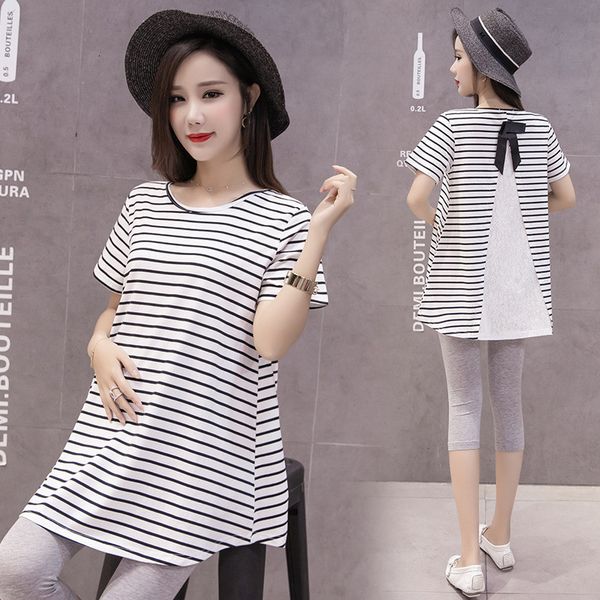 

maternity dress maternity blouses clothes summer pregnant women striped t-shirt blouse maternal tees pregnancy clothings plus size, White
