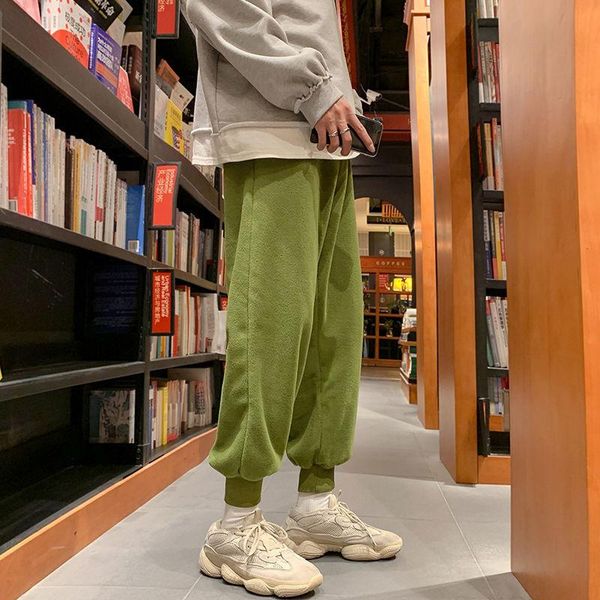 

men's pants mens clothing casual corduroy loose drawstring bunch of foot youth fashion who's trousers couples college streets, Black
