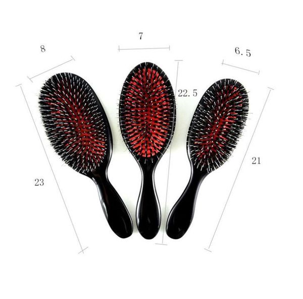 

hair brushes 100pcs oval boar bristle & nylon comb mini abs handle anti-static scalp hairbrush salon sn1326, Silver
