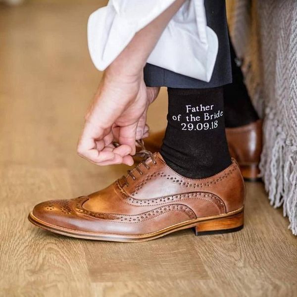 

men's socks custom father of the bride special for a walk dad gift personalised wedding, Black