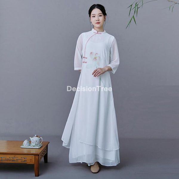 

oriental dress classic chinese traditional qipao women chiffon fairy cheongsam elegant party vestidos ethnic clothing, Red