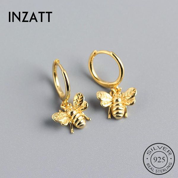 

hoop & huggie inzareal 925 sterling silver animal bee earrings for fashion women hiphop fine jewelry 18k gold accessories, Golden;silver