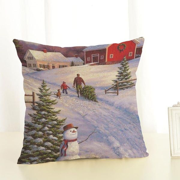 

cushion/decorative pillow merry christmas santa claus snow house throw case cushion covers for home sofa chair decorative pillowcases