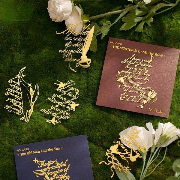 

bookmark creative hollow out craved metal romantic poem letters brass book marker gift