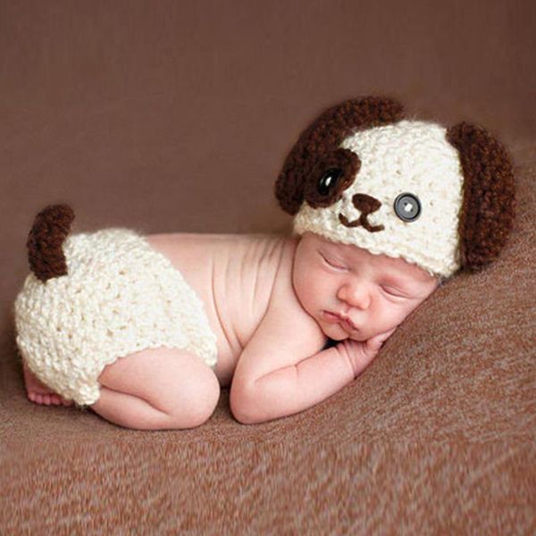 

caps & hats born pography prop fotografia clothing set infant soft costume hat pants crochet knitted baby po suit, Yellow
