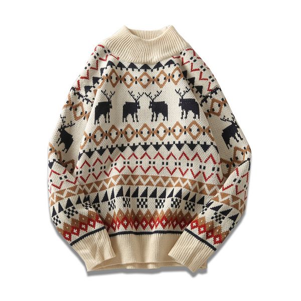 

fashion sweater couple student pullover men's korean winter icelandic half turtleneck, White;black