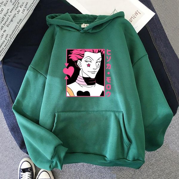 

women's hoodies & sweatshirts x hisoka morow print women long sleeve o- neck streetwear anime hxh clothes harajuku, Black