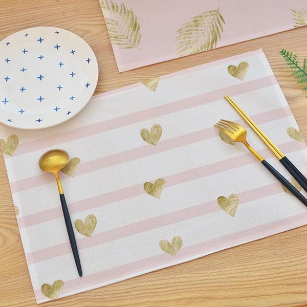 

mats & pads universal cover towel dining table decor placemats ins pink girly heart placemat bird love dressing cloth