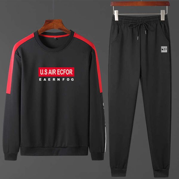 

men's tracksuits trend fashion campus style sweater autumn winter long sleeve sportswear casual suit two piece set, Gray