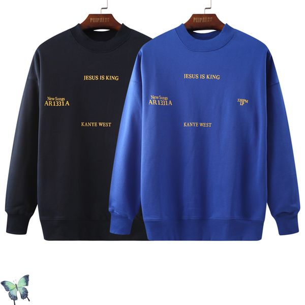 

limited high street european american round neck sweatshirt men women hip-hop pullover, Black