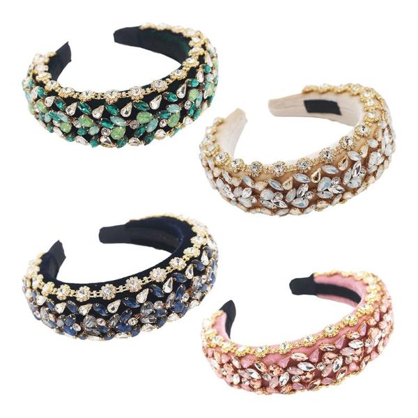 

hair clips & barrettes baroque tiaras wide headband luxurious color crystal rhinestones hoop female girls headwear accessories, Golden;silver