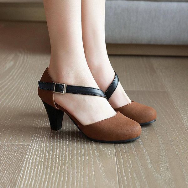

women sandals black orange color fashion high heels ladies summer shoes ankle buckle party size 33-48