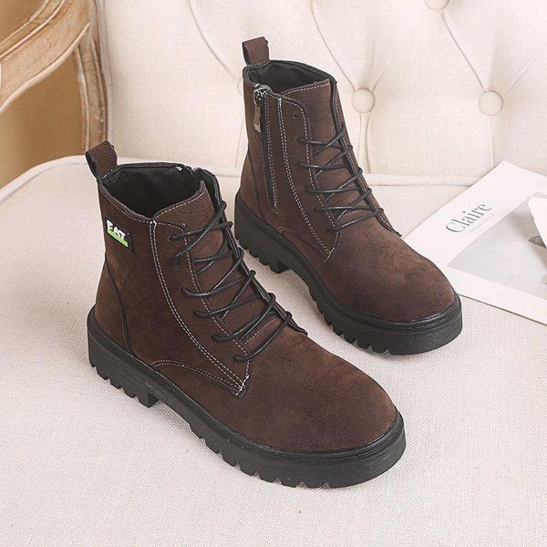 

boots ladies chunky heels ankle women fashion platform winter boot 2021 casual shoes woman botas mujer, Black