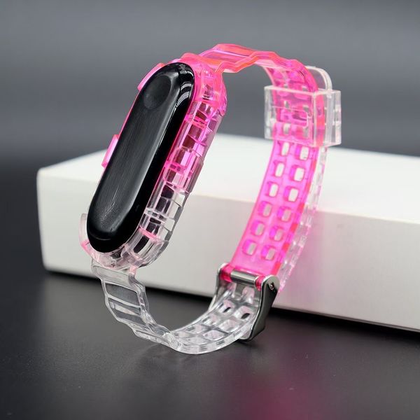 Faixa de relógio transparente colorido para xiaomi mi faixa 4 3 5 6 strap miband silicone substituição bandas pulseira acessórios inteligentes