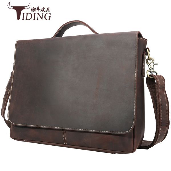 

leather chaoniu men's single shoulder diagonal bag 15 inch file computer crazy horse briefcase