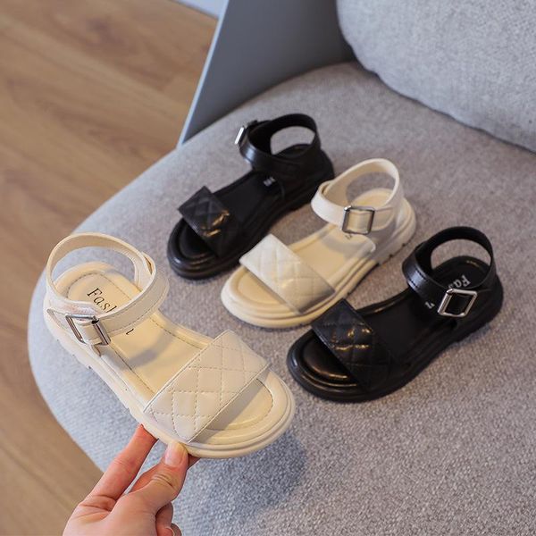 

sandals children toddler girl shoes 2021 fashion hook&loop anti-slippery summer platform breathable flat kids beach, Black;red