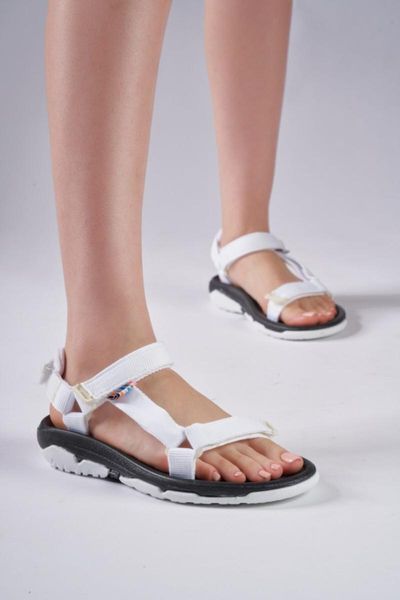 

sandals step white black outsole flat bottom female
