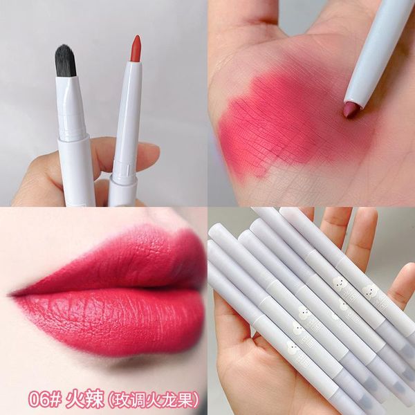 

lip pencils double-headed rotating brush matte lipstick pen cloud liner waterproof and not easy to decolorize hook makeup pen.