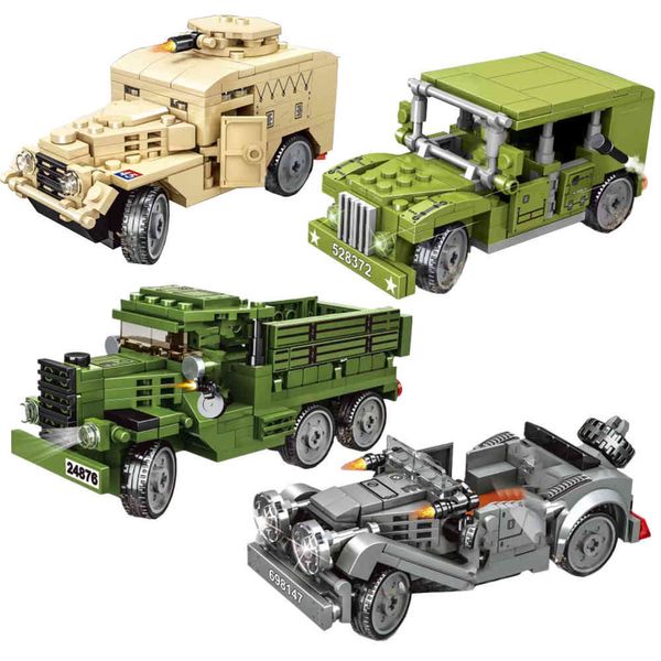 2021 Guerra Mondiale 2 WW2 Esercito Militare Soldato Polizia di Città SWAT Fennek Armatura Veicolo Serbatoio Building Blocks Mattoni Giocattoli Per Bambini X0503