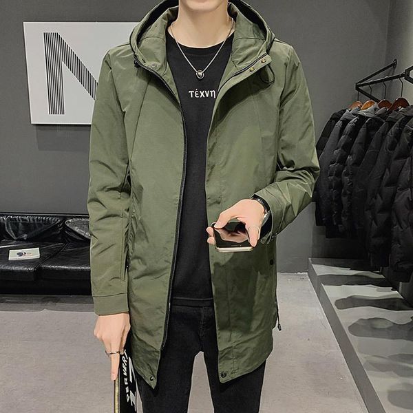 

women's trench coats 2021 autumn men's medium and long casual coat korean fashion jacket winter windbreaker, Tan;black