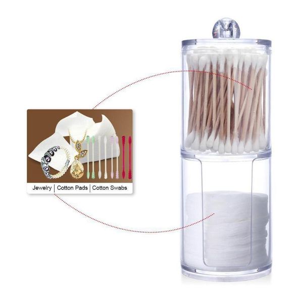 

eyebrow tools & stencils cotton swab makeup organizer storage box portable container case round make c cosmetics jewelry up p0e8