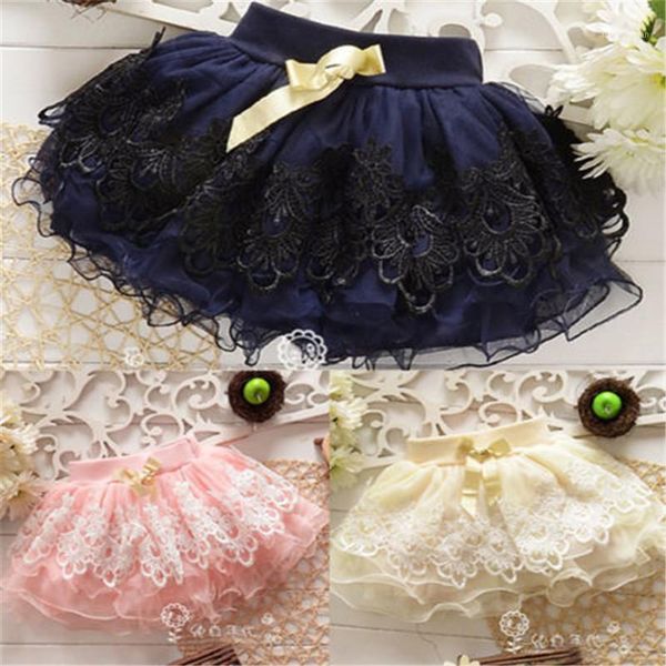 

skirts flower girl princess lace skirt baby kid party wedding bridesmaid formal tutu dance 3 colors 1-5t1, Blue