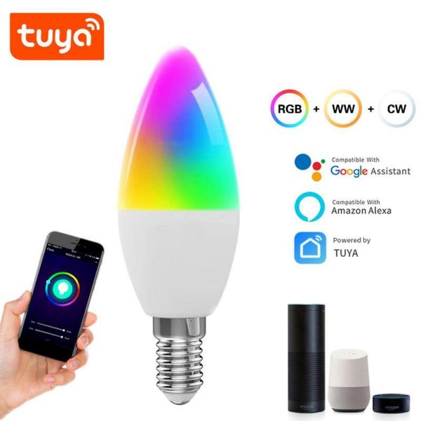 

bulbs e14 smart wifi led bulb rgb 2700/6500k dimmable life tuya app remote control light work with alexa google home