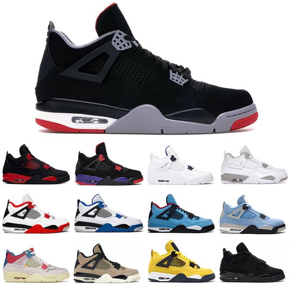 

2021 jumpman 4 4s men women basketball shoes bred nostalgia fire red black cat sport sneakers mens trainer