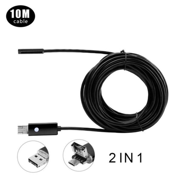

cameras leshp 10m 7mm hd usb android waterproof 6 led borescope inspection for pc