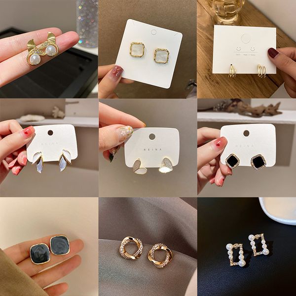

925 sier needle earrings korean small exquisite simple east gate indifference wind woman, Golden