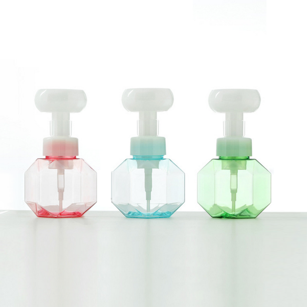 

liquid soap dispenser flower shape refillable empty bottle portable foam pump plastic clear bottles for home bathroom travel 4pcs