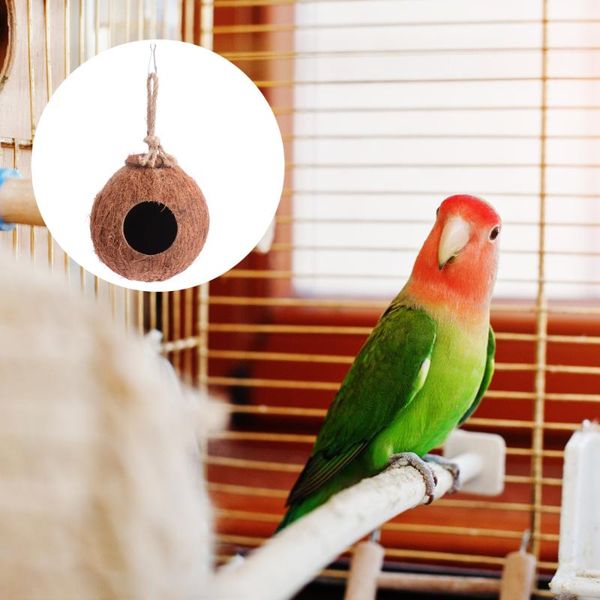 

bird cages natural coconut shell nest hanging birdhouse breeding