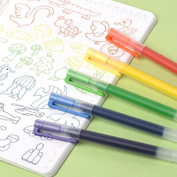 

5pcs/pack colorful gel pen sets cute 0.5mm black signing pens kawaii stationery for students school office writing supplies