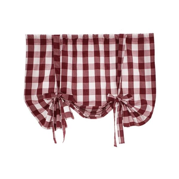 

curtain & drapes arrival plaid print short window with hole adjustable roman blinds blackout for living room kitchen