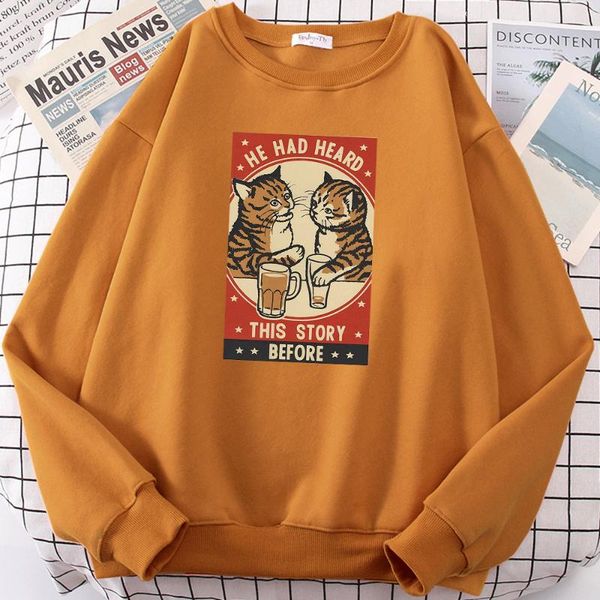 

men's hoodies & sweatshirts cat drink beer he had heard story before prints hoody man street fleece sweatshirt autumn s-xxl hooded high, Black
