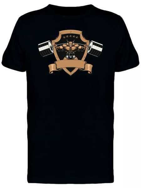 

bull with barbell logo men's tee -image by shutterstock, White;black