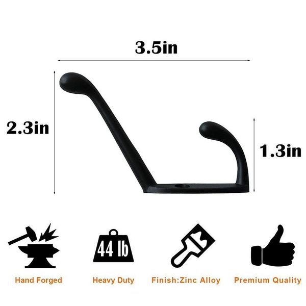 

pcs heavy duty coat wall hooks retro hanger double pole for hat with 20 screws j8 & rails