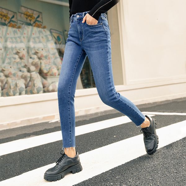 

jeans winter elastic retro slim fashion fur leg woman's jeans 36aj, Blue